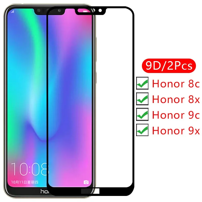 9d screen protector tempered glass case for huawei honor 9c 9x 8c 8x cover on honer 8 9 c x c8 c9 x8 x9 protective phone coque