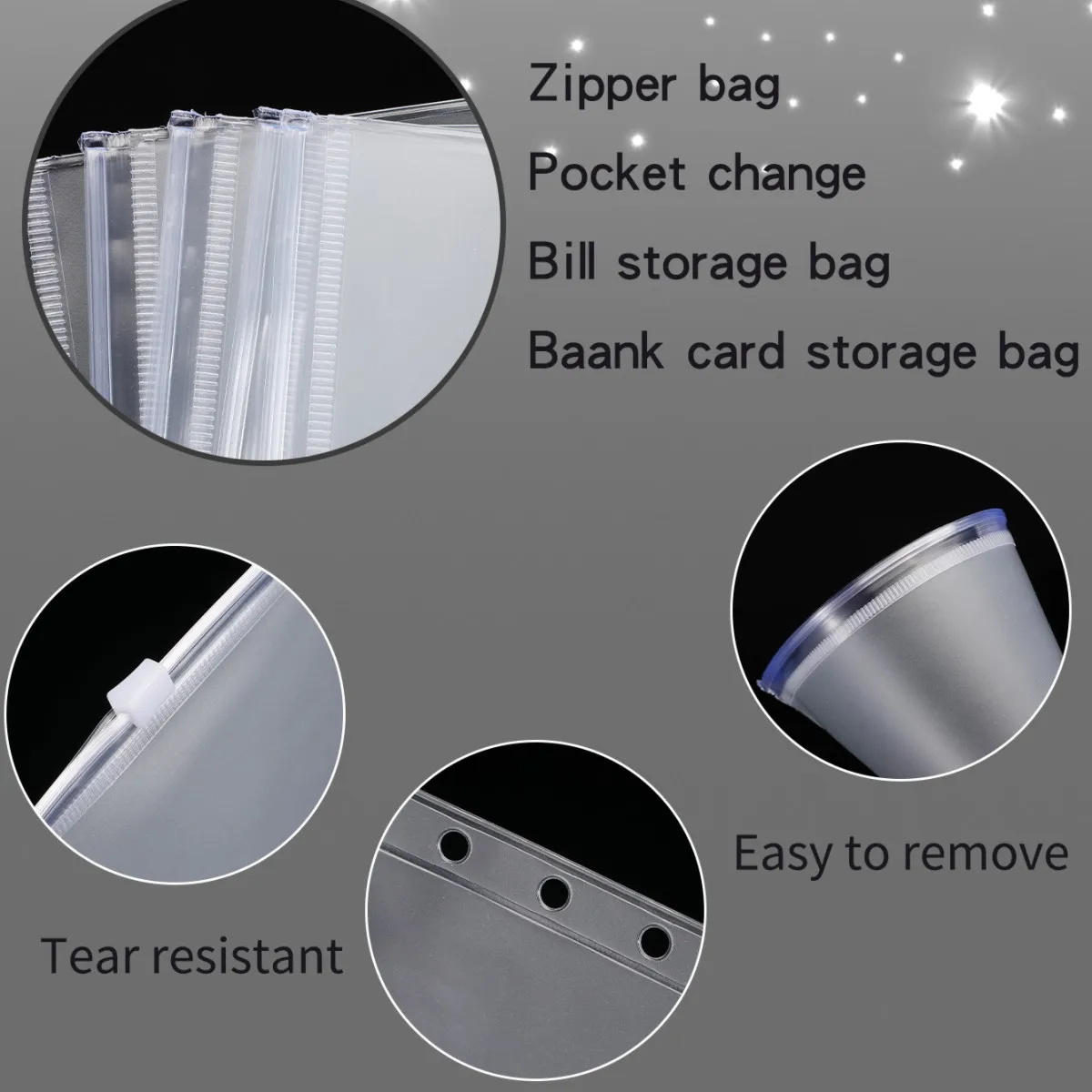 1 pasta de orçamento de dinheiro com 6 bolsos com zíper