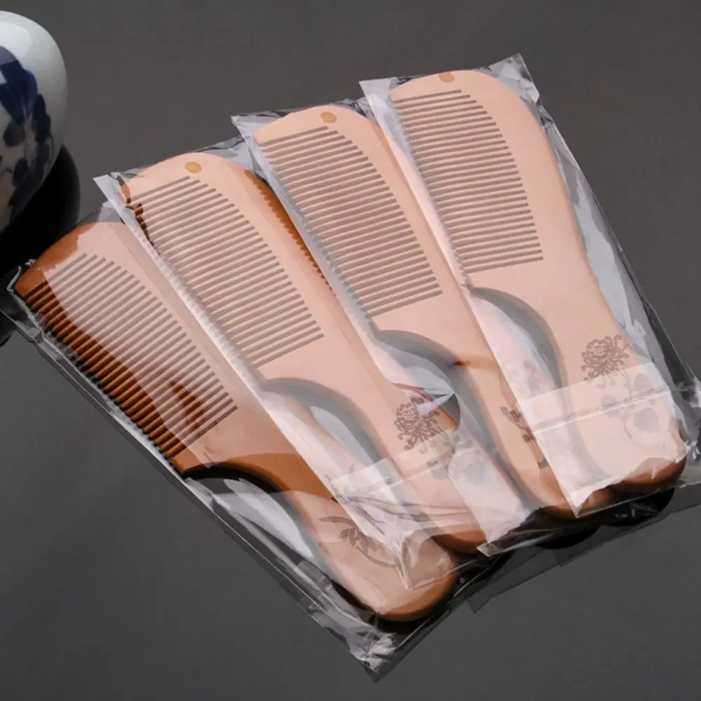 2pcs Anti-static Peach Wood Comb Head Massage Handcrafted Hair Comb Hair Styling Tool Fine Tooth Comb