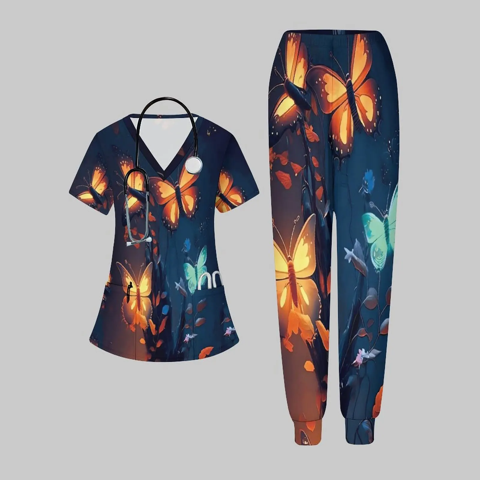 Plus Size Women Print 2 Piece Two Piece Set V-Neck Everyday Commuting Clothes Retro Elegance Sweatpants 3