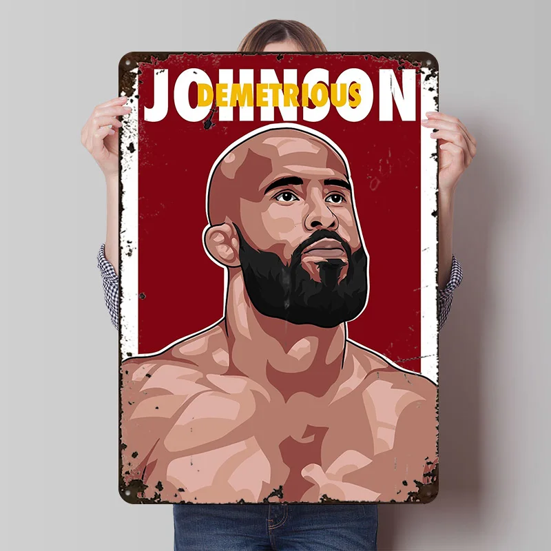 Demetrious Johnson Metallschild Boxen Wandkunst Kaffeebar Zubehör für Heimdekoration Vintage Retro Blechschilder für Heimdekoration