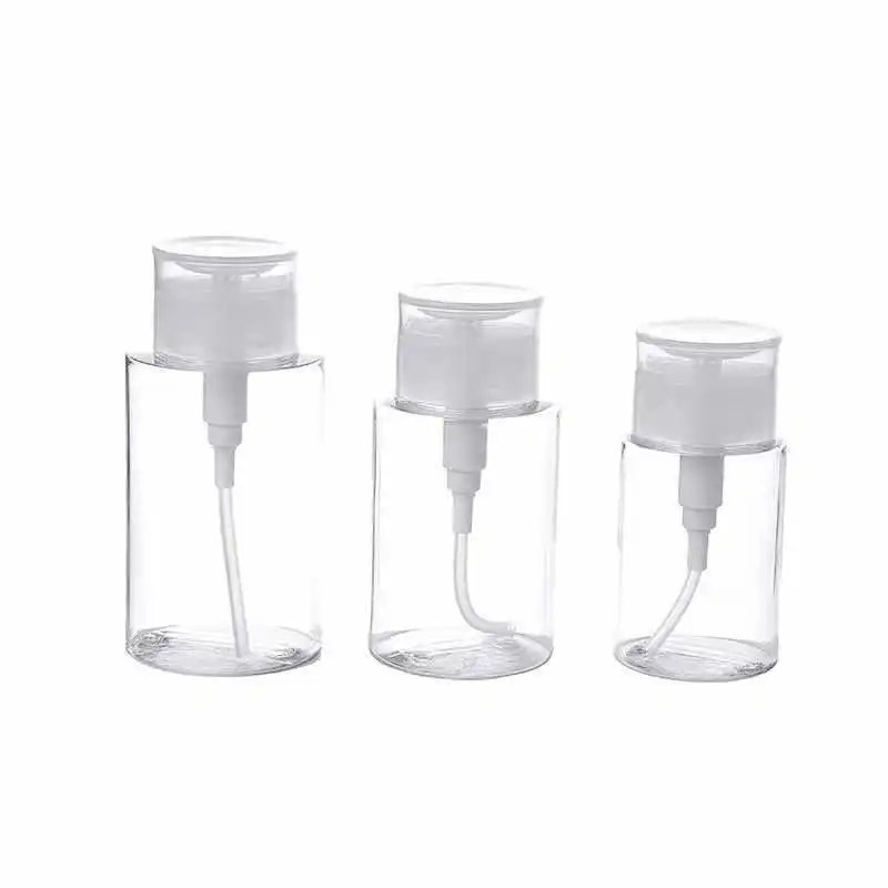 100/150/180/ML مسمار البولندية إعادة الملء الصحافة مضخة زجاجات فارغة واضح نظيفة مزيل الضغط زجاجة السائل الحاويات ماكياج أداة