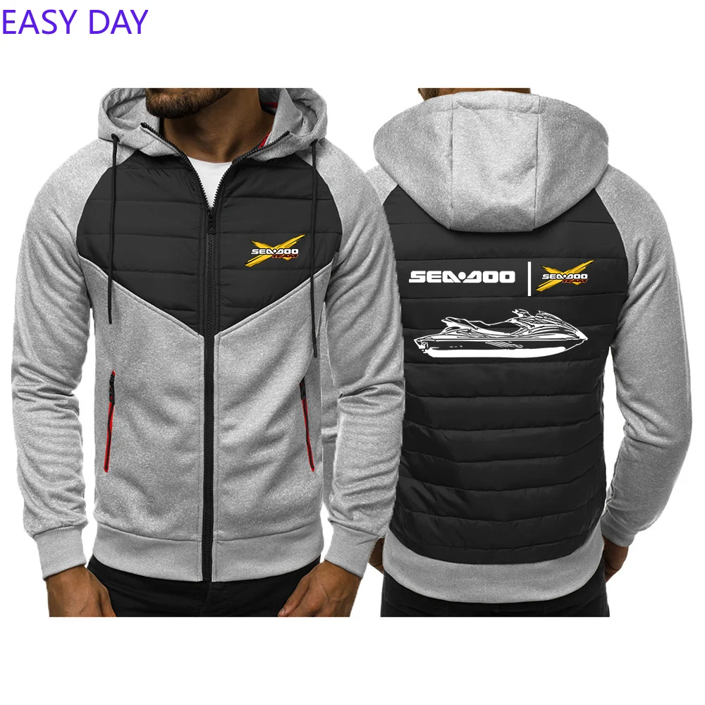 Sea Doo Seadoo Moto 2024 New Tricolor Hooded Jacket Spring Autumn Men Casual Slim Comfortable Leisure Patchwork Zipper Coat Tops