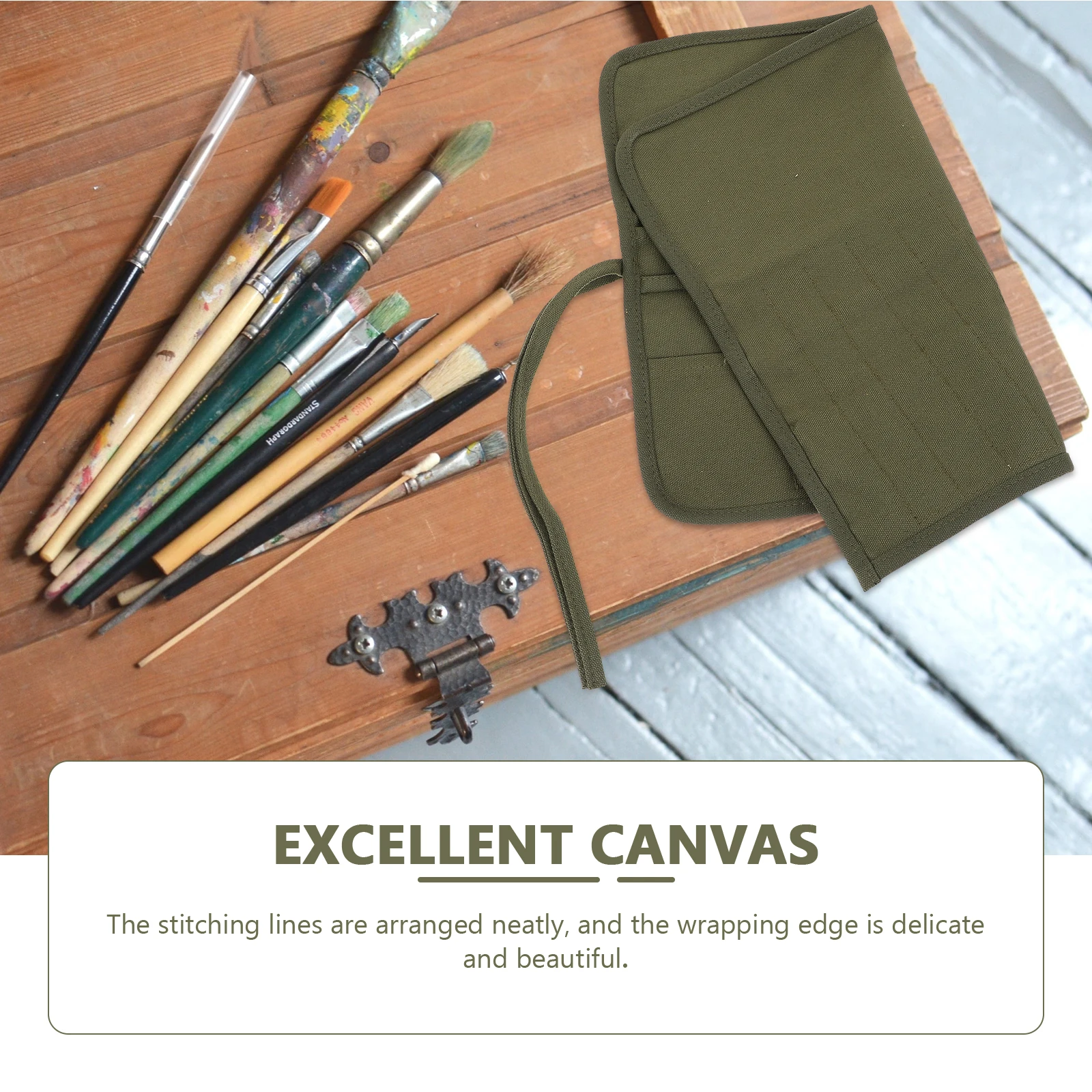 

Canvas Pen Case Storage Bag for Paint Brushes Pencils Large Capacity Portable Organizer Pouch With Pen Insert Design For Artists