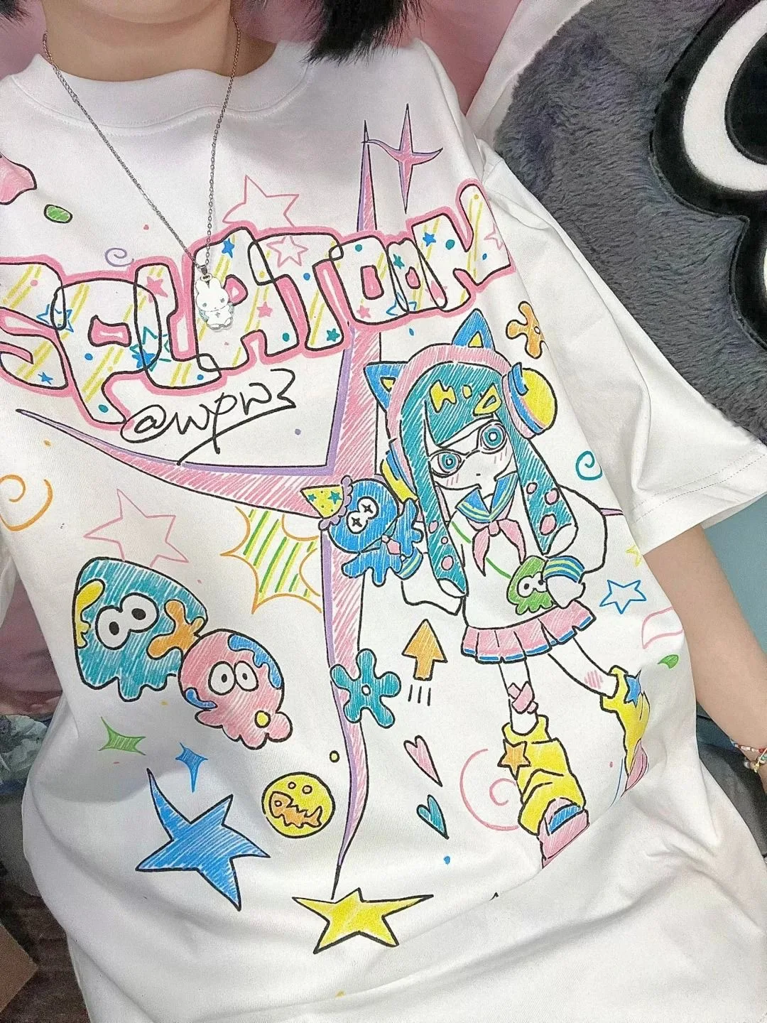 

100% Cotton Hand-Painted Tshirts Japanese 2000s Style Kawaii Women T-shirt Y2K Girls Summer Cute Tshirt Streetwear Oversize Top