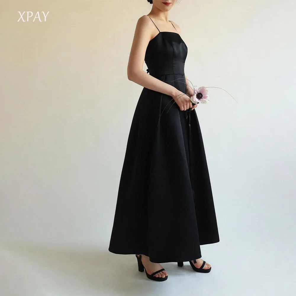 

XPAY Spaghetti Strap Wedding Dress Satin Square Collar A-line Dress Banquet Party Wedding Dress Customized Corset/Zipper Back