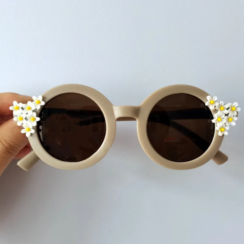 Children Cute Flower Sunglasses Kids Trendy Round Shape Daisy Sun Glasses Boys Girls Outdoor Sunproof UV Protection Eyewear