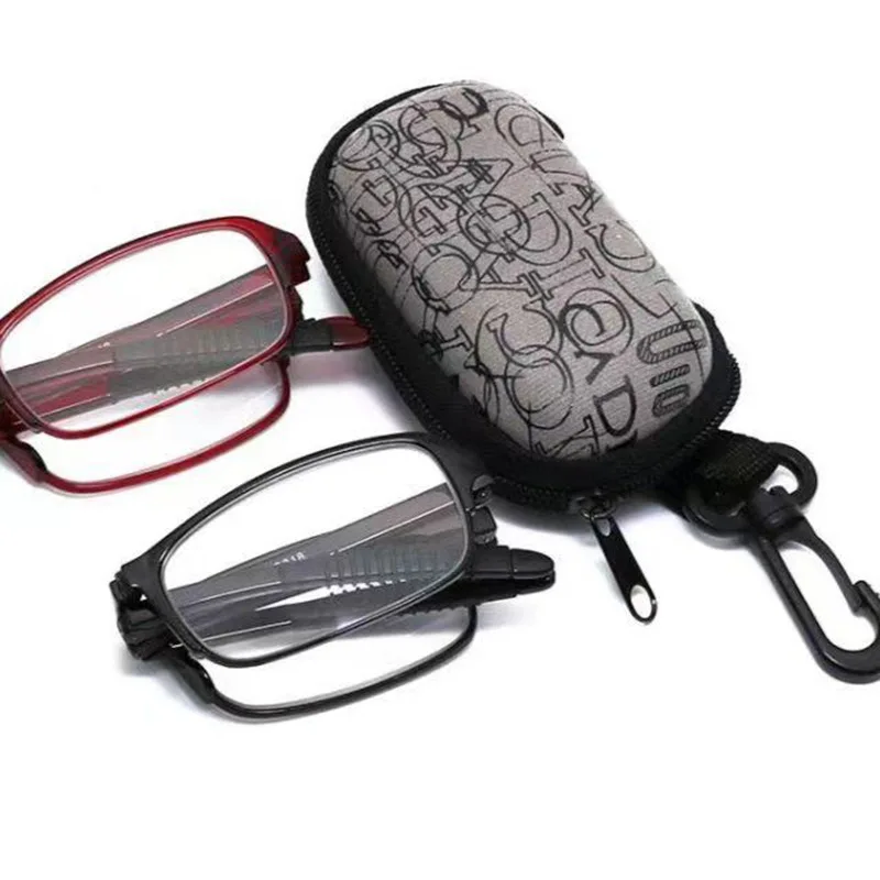 New Folding Reading Glasses with Glasses Box Ultra-light Fashion Portable Anti-blue Light Presbyopic Glasses +1.0 To +4.0