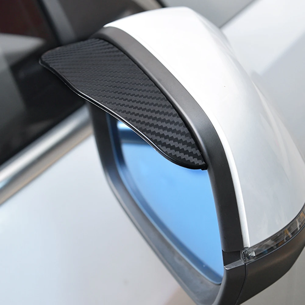 

2pcs Car Mirror Rainshield Rain Brow Thickened Carbon Fiber Textured Rearview Mirror Rain Shield Protector Eyebrow Rain Cover