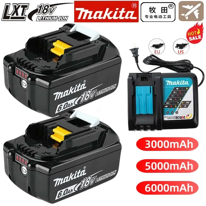 

100% Original Makita 18650.00 Rechargeable Battery, Replaceable LED Lithium-ion, 6.0Ah 18V BL1860B BL1860 BL1850 BL1830 BL1815