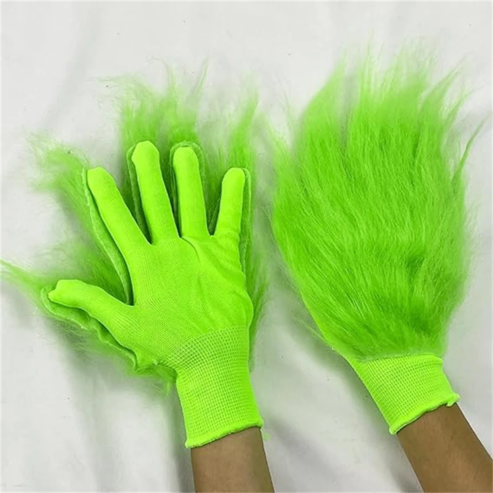 Kersthandschoenen Groene pluche handschoenen Halloween Cosplay Kostuumaccessoires Feestrekwisieten