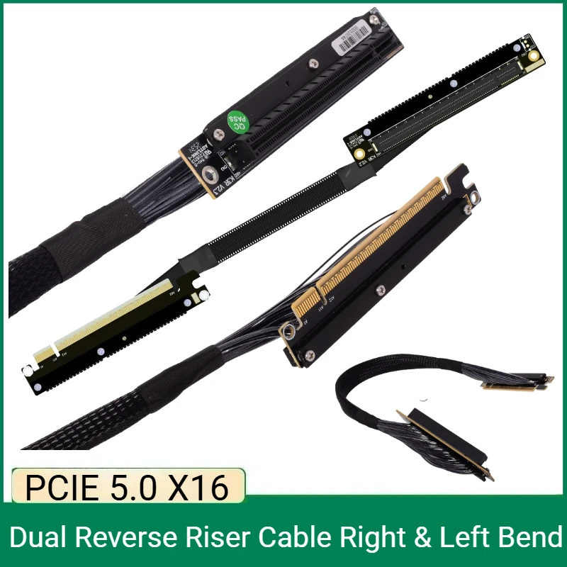 

ADT Brand New Dual Reverse Riser Cable Right&Left Bend Cable PCIe 5.0 x16 Soft GPU Extension For A4 ITX Graphics RTX 5090 RX90xx
