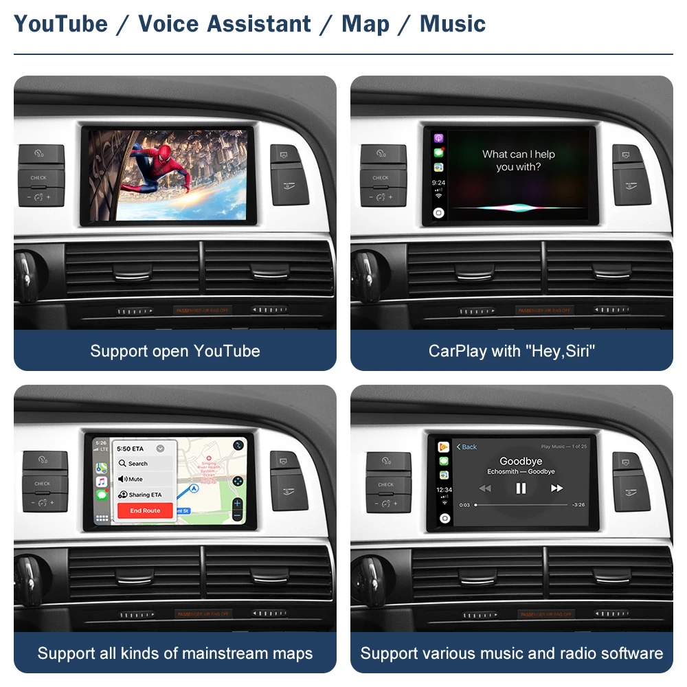 Wireless Android Auto Interface for Audi A6 C6 A7 C7 2010-2011 Q7 2010-2015 With CarPlay AirPlay Mirror Link Car Play