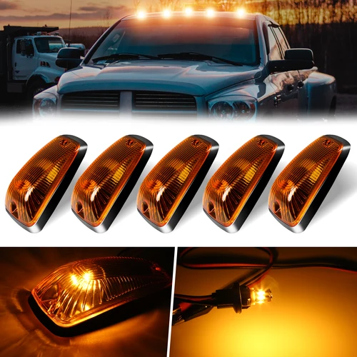 Imagen 1 del producto 5 uds ámbar/blanco/ahumado Chevy/GMC techo de cabina cubierta de luz Base con bombillas LED T10 5050 para camionetas C/K 1500 2500 3500