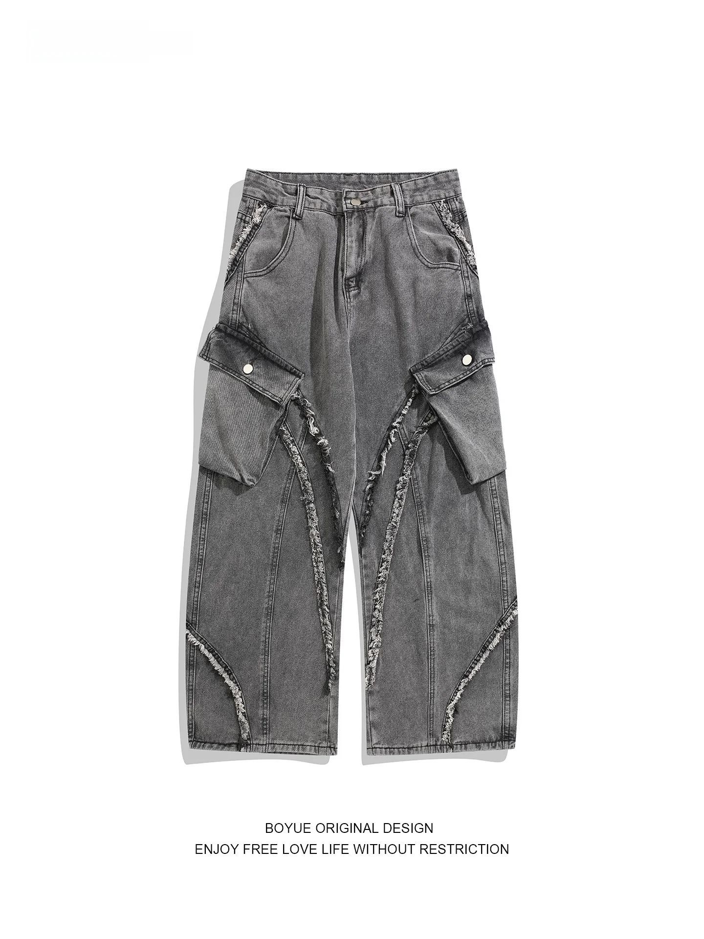 

Джинсы Boyle American Workwear в стиле пэчворк с рваными элементами, унисекс, дизайнерские, с эффектом потертости, широкие брюки в уличном стиле