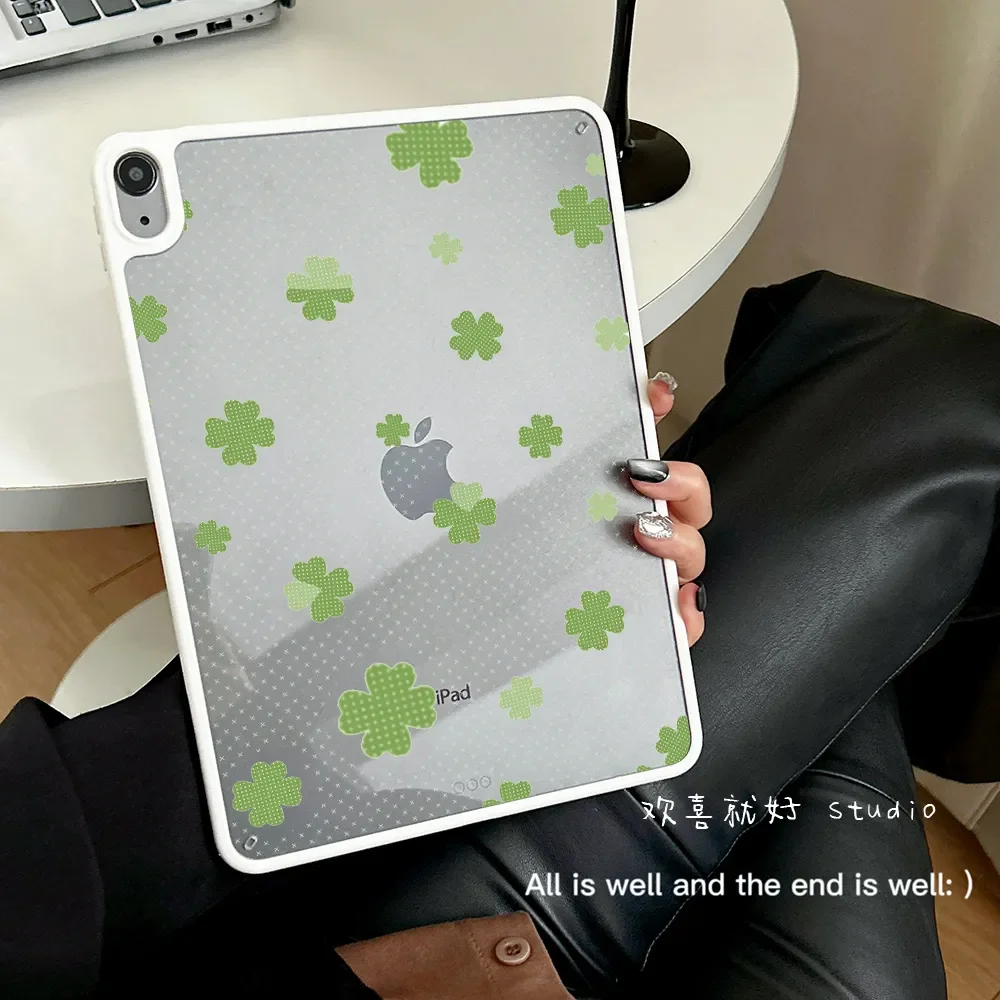 

Чехол Four Clover Leaves Dots Y2K для iPad Pro 13 11-го поколения M5 M4 12.9 A16 10 8 7 9-го 10-го поколений, для iPad Air 11 M2 M3 Mini, чехол для планшета