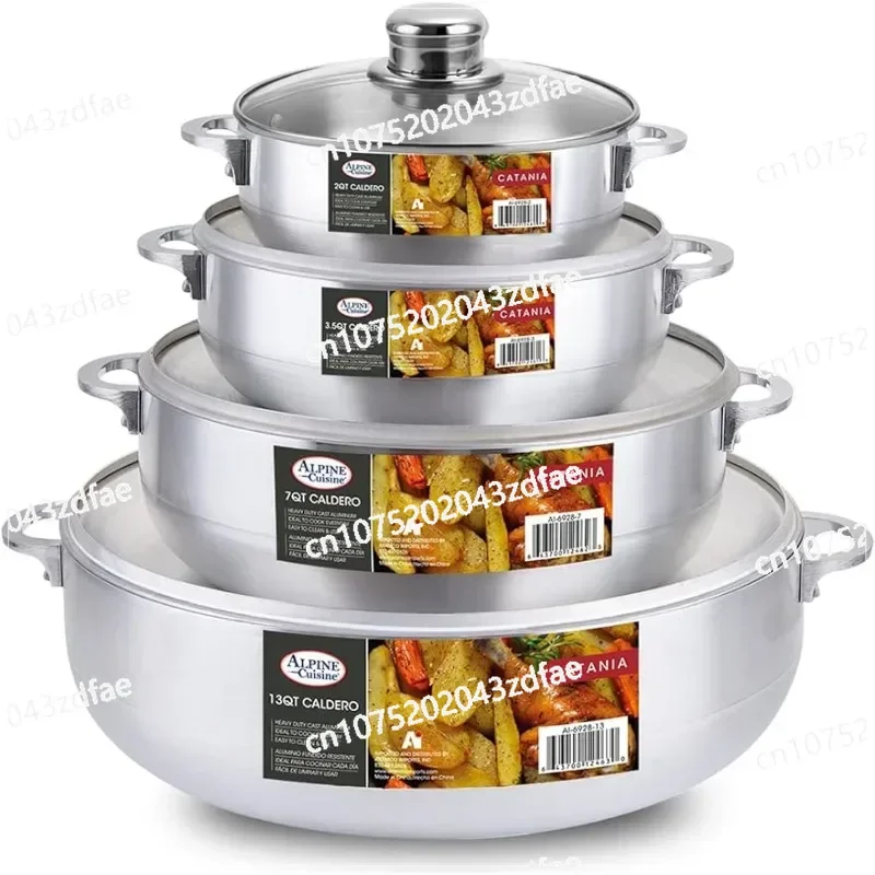 Gourmet 8-piece Aluminum Caldero Stew Pot, Commercial Grade Cooking Dutch Oven