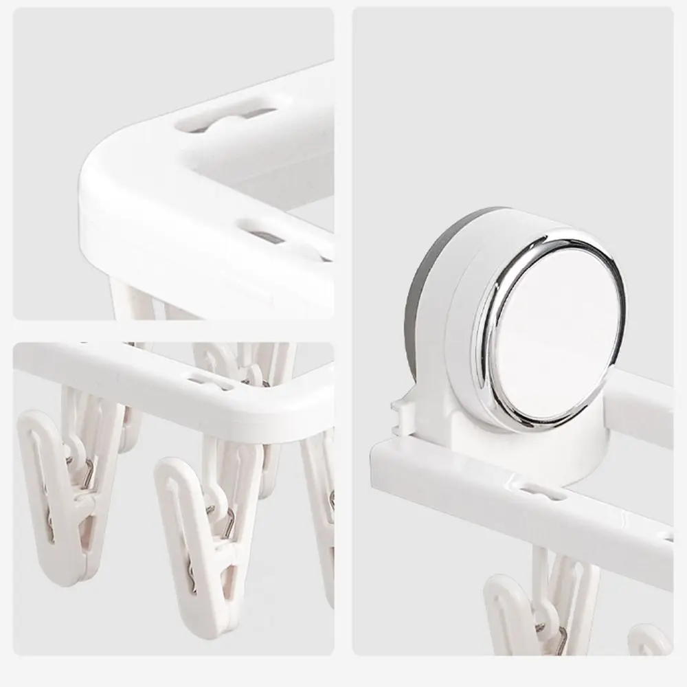 New Wall Mounted Suction Cup Hanger Non Perforated Multifunctional Drying Sock Rack with Clip U-Shaped Clothes Drying Racks