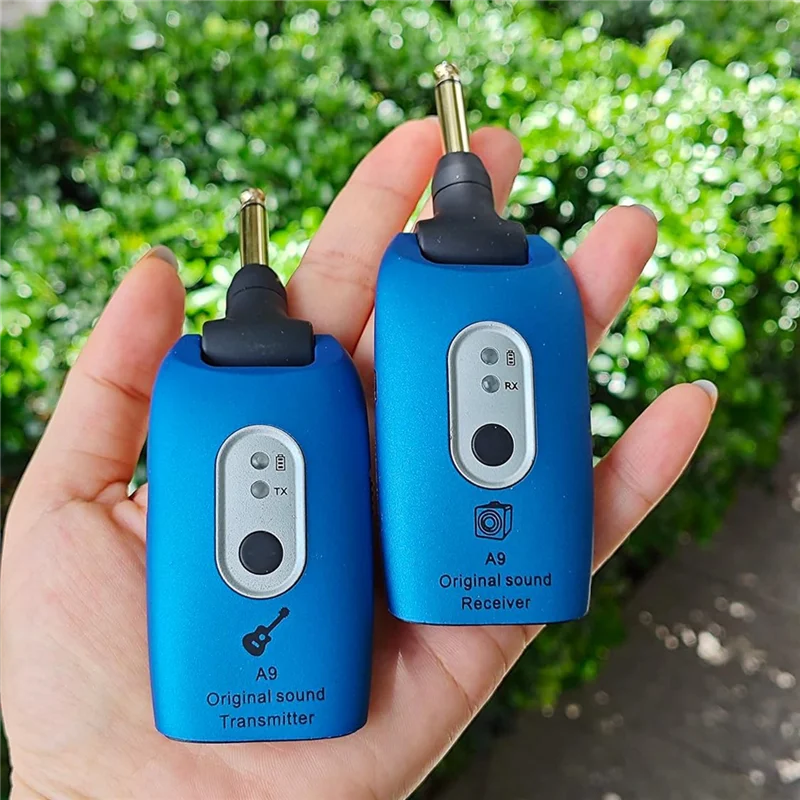 

AA75-2.4Ghz Wireless Guitar System Rechargeable Audio Wireless Transmitter Receiver For Electric Guitar Bass -Blue Easy Install
