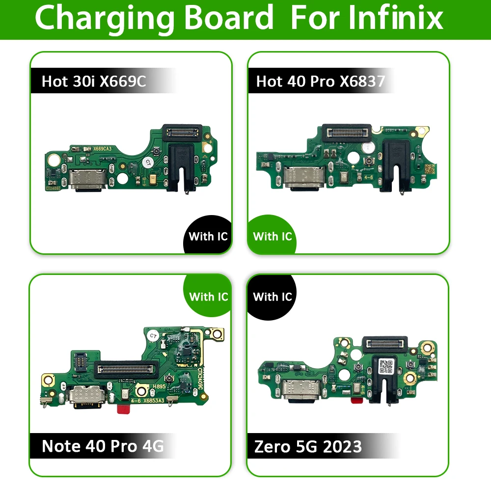 

10Pcs , For Infinix Hot 11 12i 20 30i 40 Pro Smart 8 Pro Zero 30 USB Charger Port Dock Connector Charging Board Flex Cable