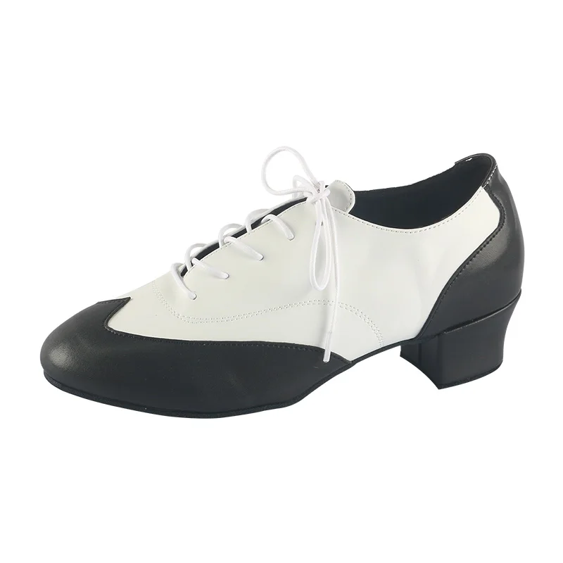 Wedopus Customized Heel White and Black Ballroom Dance Shoes Man Salsa and Bachata Suede Soledb 2.5CM Heel