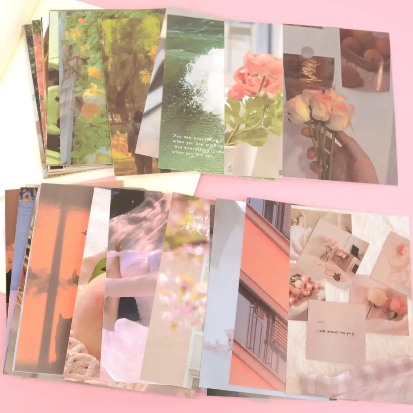 30 Sheets/Package of Healing-Style Floral Scenery Patterned Paper, for Home and School Wall Decoration (Stickers Included)