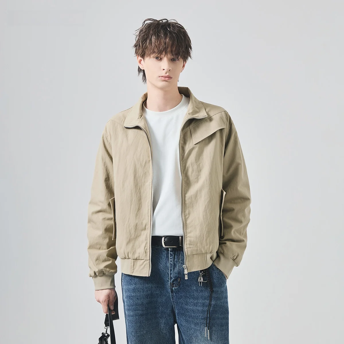 

Men's Winter Cotton Jaet Thiened Casual Stand Collar Loose Fit Faionable Urban Sle Long Length Outerwear Top