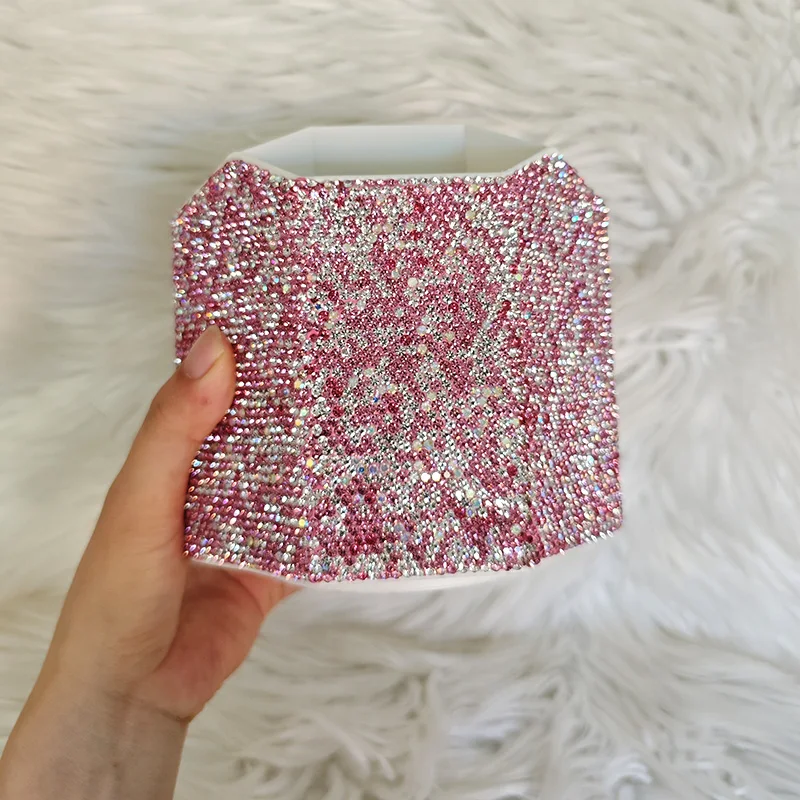 Sparkling Rhinestone Makeup Brush Storage Box Rotatable 5 Grid Pen Container Office stationery Desktop Organizer Holder Rack