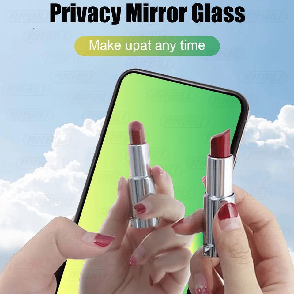 NNBILI 1-2 piezas Protector de pantalla de vidrio templado con efecto espejo degradado antiespía para iPhone 17 16 15 14 13 Serie 3
