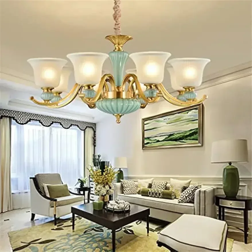 LIUZH European Style Living Room Dining Room Bedroom Villa Hotel Shopping Mall Retro E27 Ceramic Chandelier Lamp