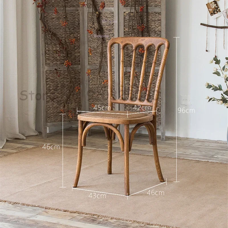 Nordic Dining Chair American Country Retro living room Chair Home Backrest Dining Chairs wooden Simple Home Kitchen Furniture