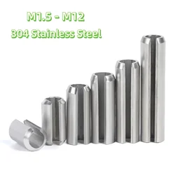 304 Stainless Steel Elastic Pin Cylindrical Cotter Dowel Rolling Pin Slotted Tension Pin M1.5 M2 M2.5 M3-M12