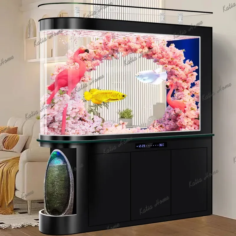 FG Premium Intelligent Aquatic Ecosystem - Modern Bullet Head Divider with Integrated Waterfall Wall & Advanced Filtration