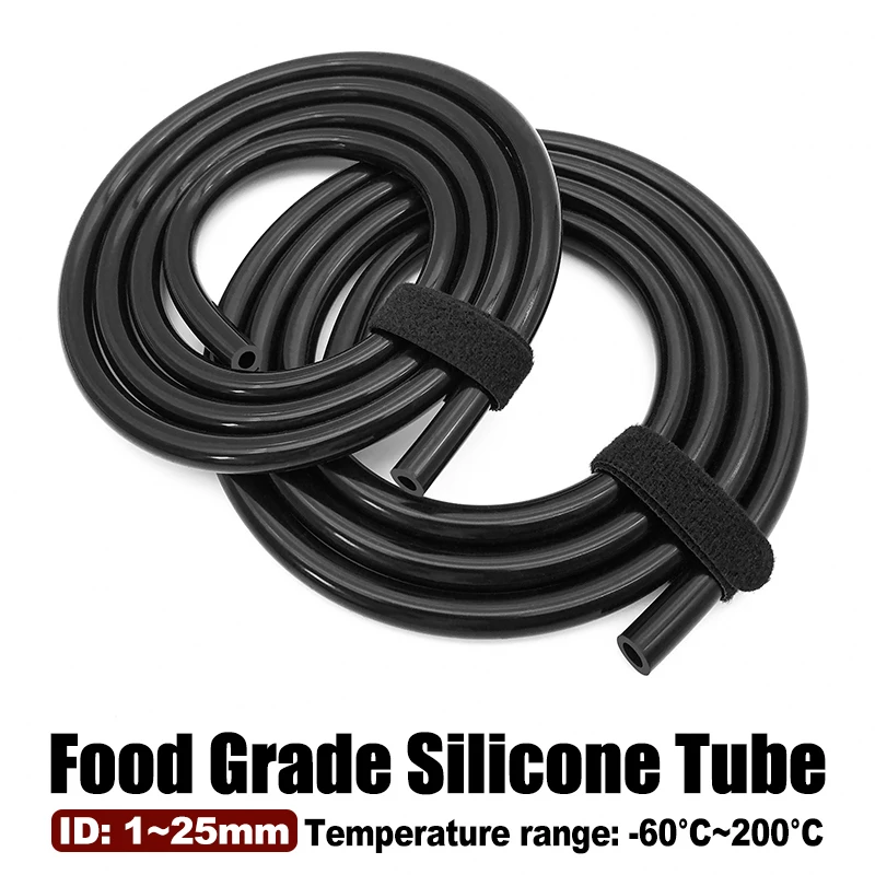 2/3/4/5/10M Black Food Grade Silicone Rubber Hose ID1 2 3 4 5 6 7 8 9 10 12 14 16 18 20 25 31 mm Flexible Nontoxic Silicone Tube