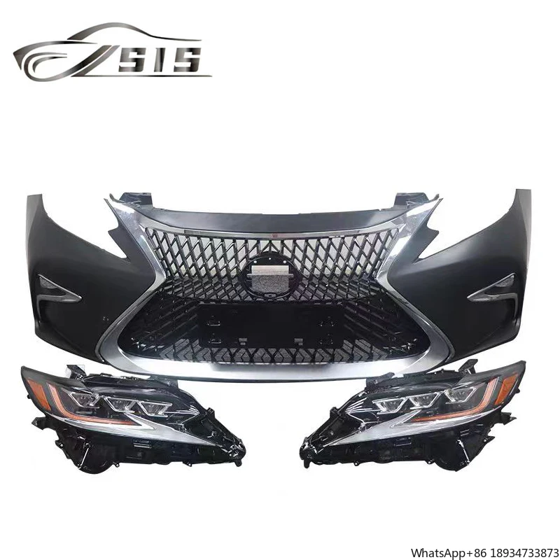 LX 2013-2017 Year ES Old to New Front Bumper Assembly with Headlight Grilles For ES Plastic Material Upgrade Car Set Body Parts