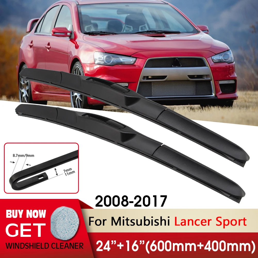 

Car Wiper Front Wiper Blades 24"+16" For Mitsubishi Lancer Sport 2008-2017 Fit U Hook Arm Windshield Windscreen Front Window