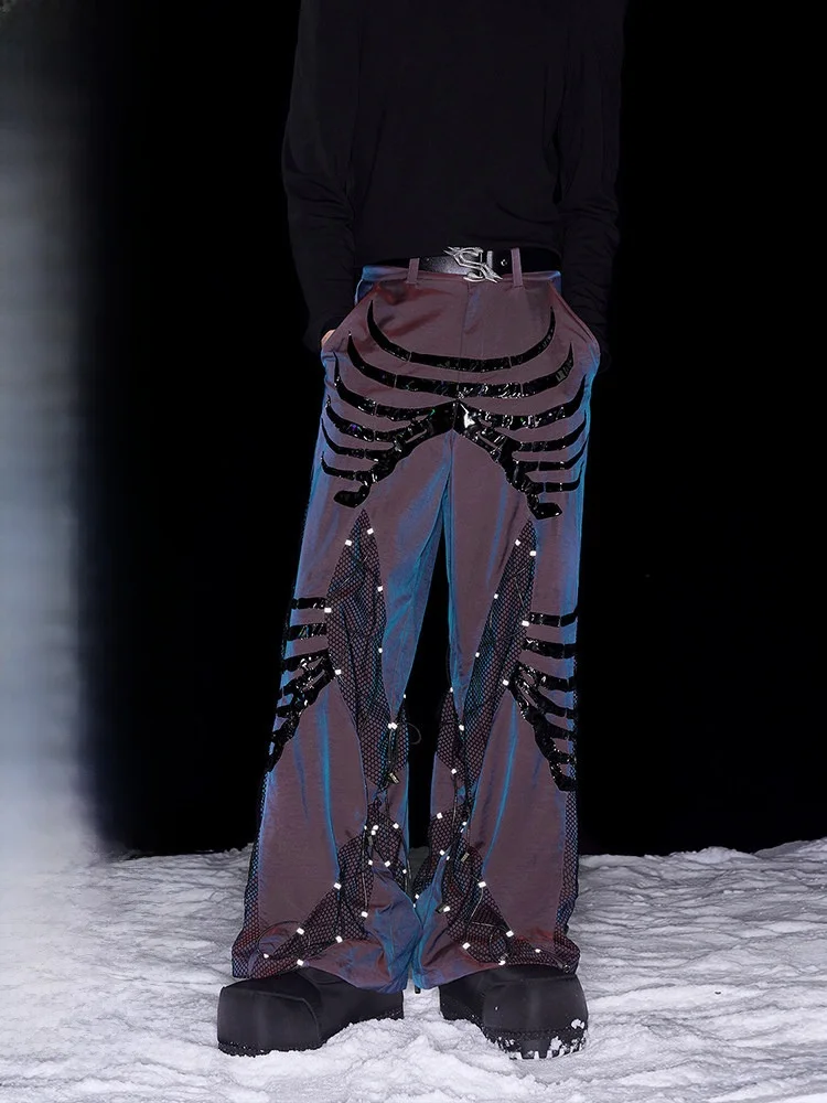 

Мужские повседневные брюки Start Exceed End с широкими штанинами, в стиле пэчворк, с завязками, свободного кроя, осенне-зимние, модные, прямые брюки