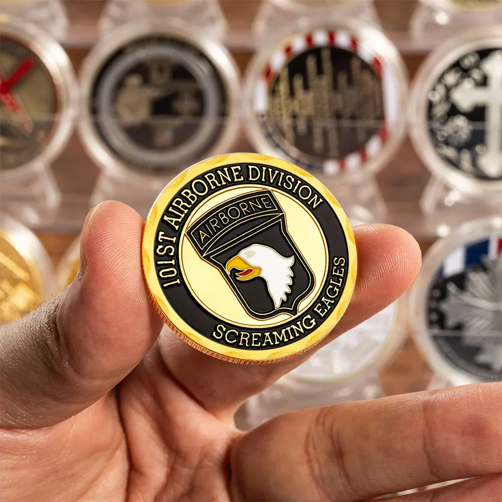 الجيش الأمريكي 101st المحمولة جوا شعبة الذهبي مطلي تذكارية عملة صراخ النسر التحدي عملات ديكور المنزل
