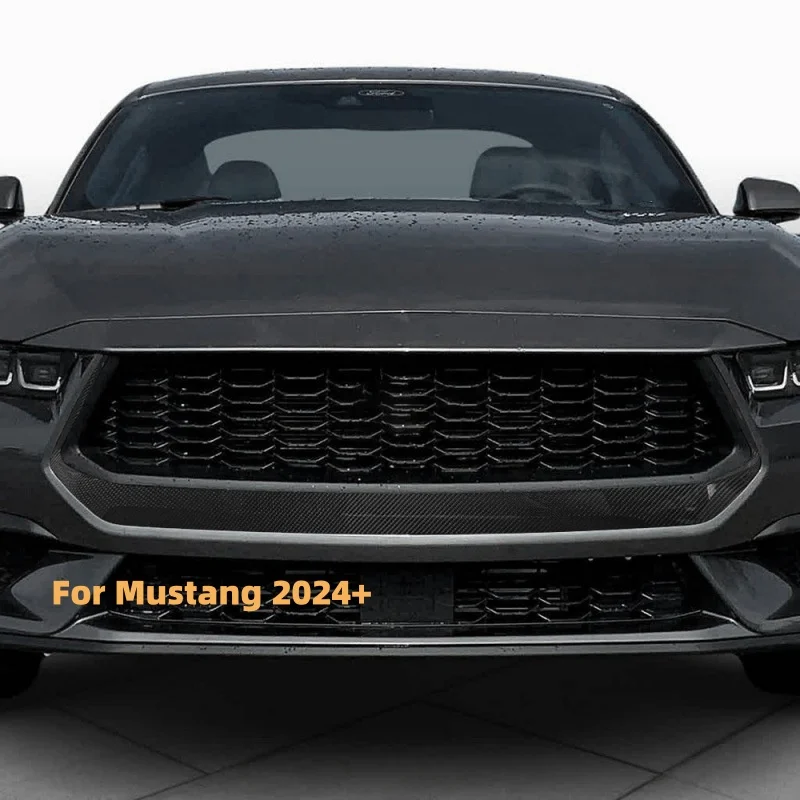 Fits for Mustang Front Grill Bumper Trims Real Carbon Fiber Cover 2024+ Mustang Front Bumper Frames Decoration.