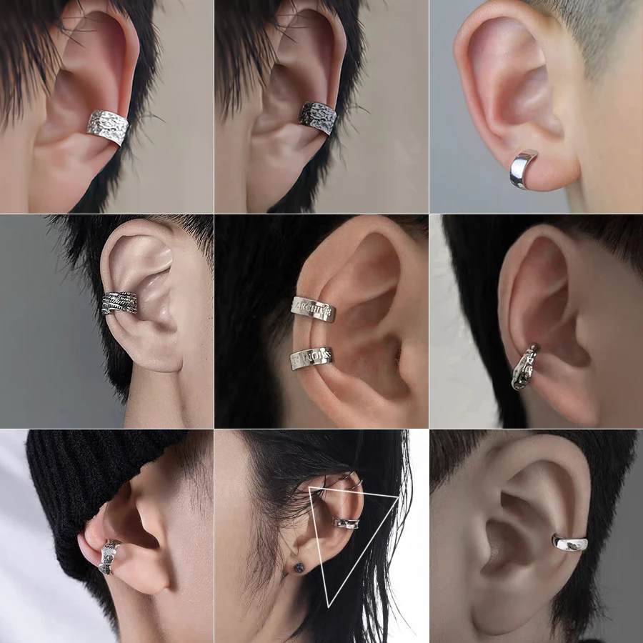 1 PC Korean Punk Stainless Steel No Pierced Pop Ear Clip Earrings for Men Women Trend Jewelry Party Gift