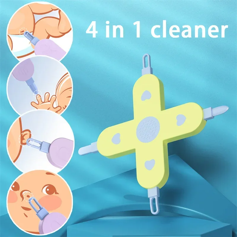 

Baby Nose Ear Nail Cleaning Tool 4-in-1 Cross Shape Care Spoon Safe Nasal Hygiene Kit for Newborns and Toddlers