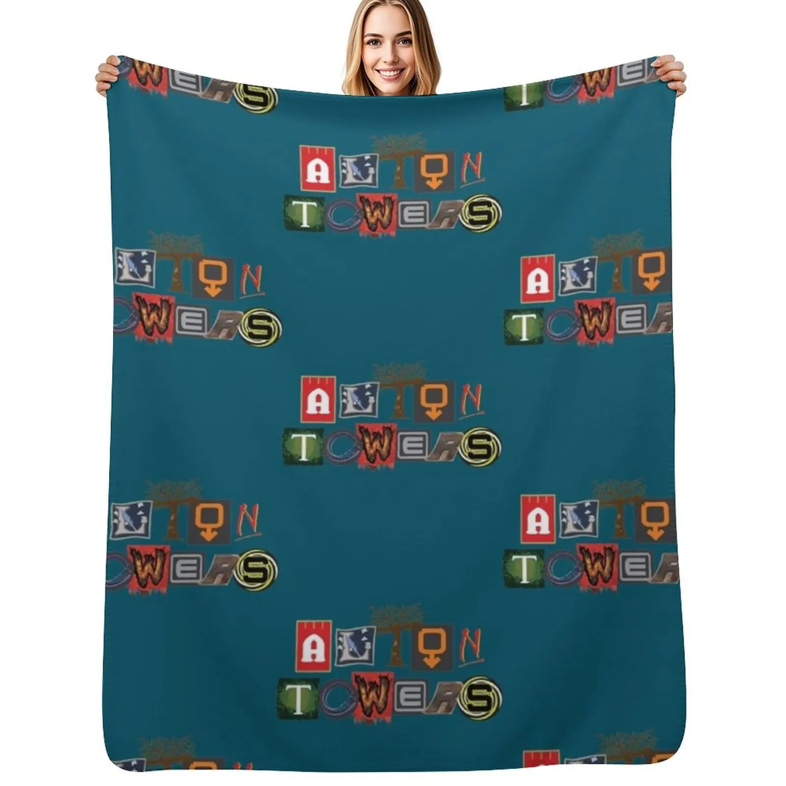 Alton Towers Collage Design Classic Throw Blanket Sofa Warm Beach Soft Plaid For Sofa Thin Flannel Blankets
