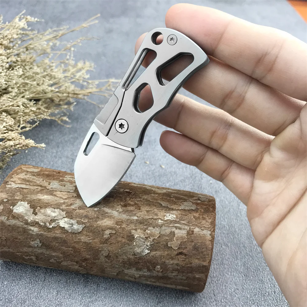 

Mini Key Folding Knife, Lightweight Tactical Gear 5Cr13Mov Blade All Steel Handle Multifunction Outdoor Survival Camping Tools