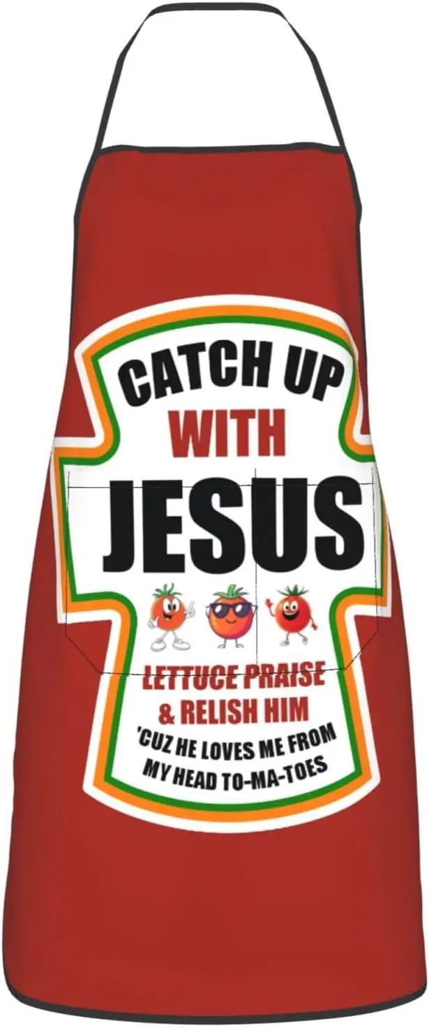 Jesus Christian Aprons For Women Men, Adjustable Apron For Grilling Bbq Cooking Baking Gardening Painting Grilling