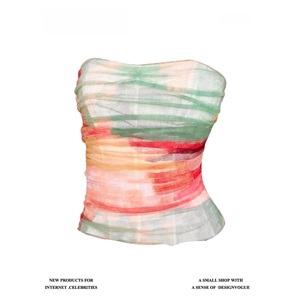 

Off Sexy adient Rainbow Color Me Tube Top Women's Bal Spicy Girl Vest ort Sle Faion Trend Bodycon Fit