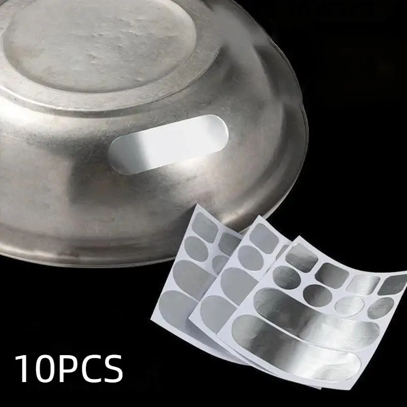 10Pcs Aluminum Pot Repair Patch Dishwasher Safe Heat Resistant Non-Toxic Cookware Mending Patches for Kitchen Use