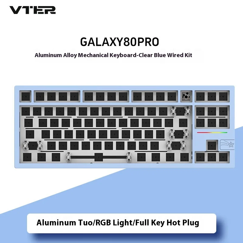 Imagem -06 - Kit de Teclado Mecânico Vter-alumínio Junta Tri-mode sem Fio Jogo de Metal Cnc Rgb Custom Galaxy80 Pro 88 Chaves