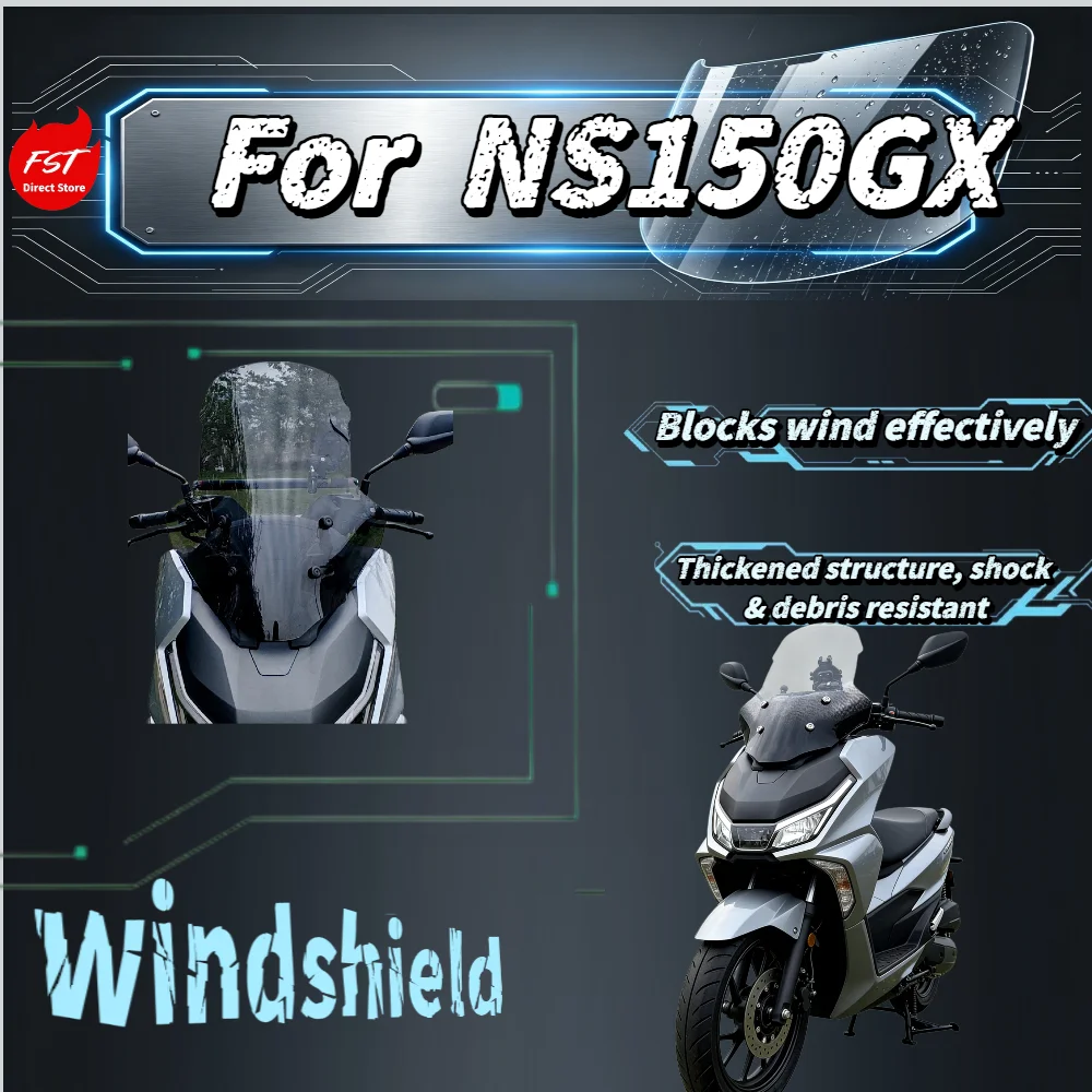 For NS150GX Motorcycle Front Windshield Glass, Rearview Mirror Relocation Balance Bar, Phone Navigation Bracket Accessories