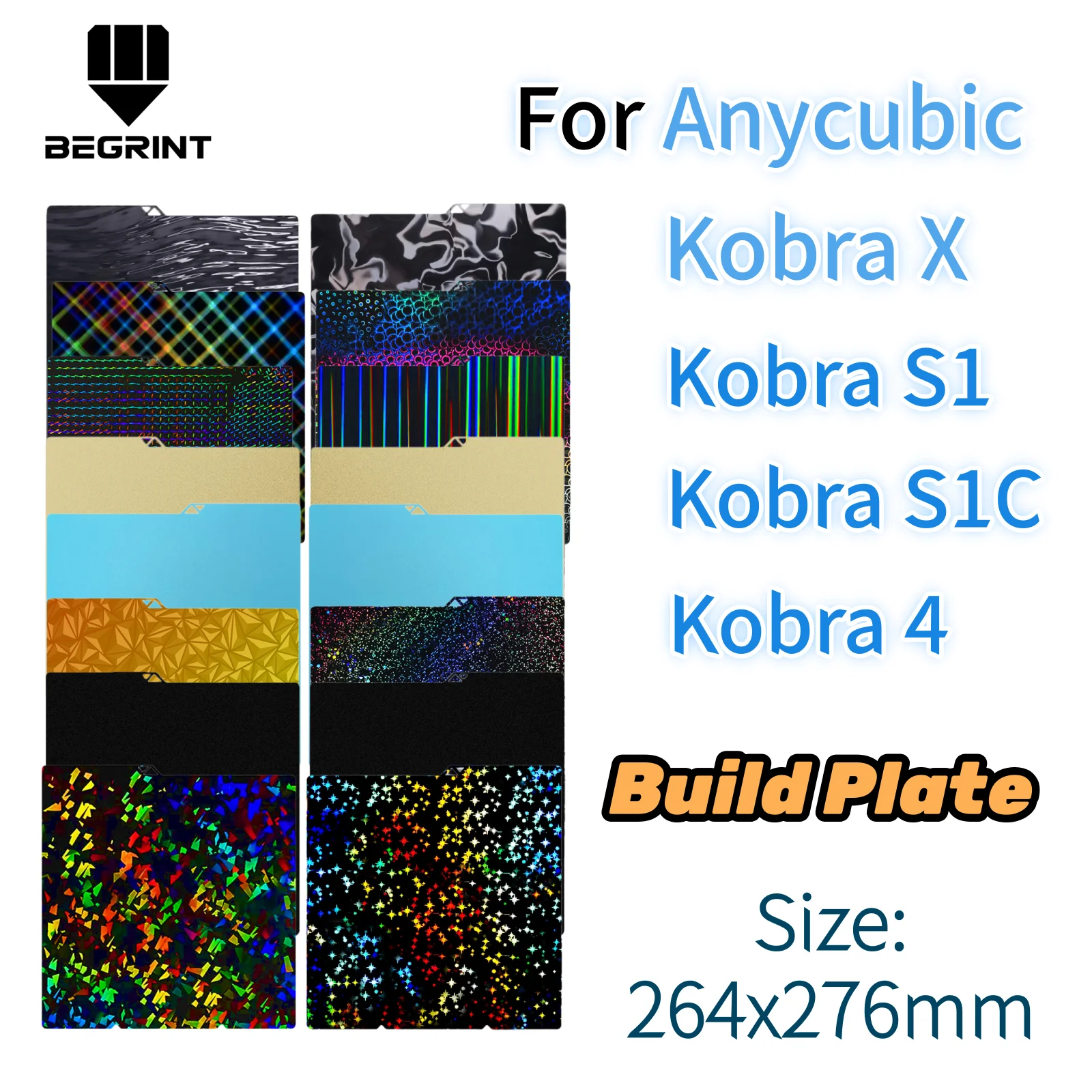 PEI-Strukturierte 264x276mm Bauplatte für Anycubic Kobra X, Kobra S1 Combo Federstahlplatte für Anycubic Kobra 4 3D-Drucker