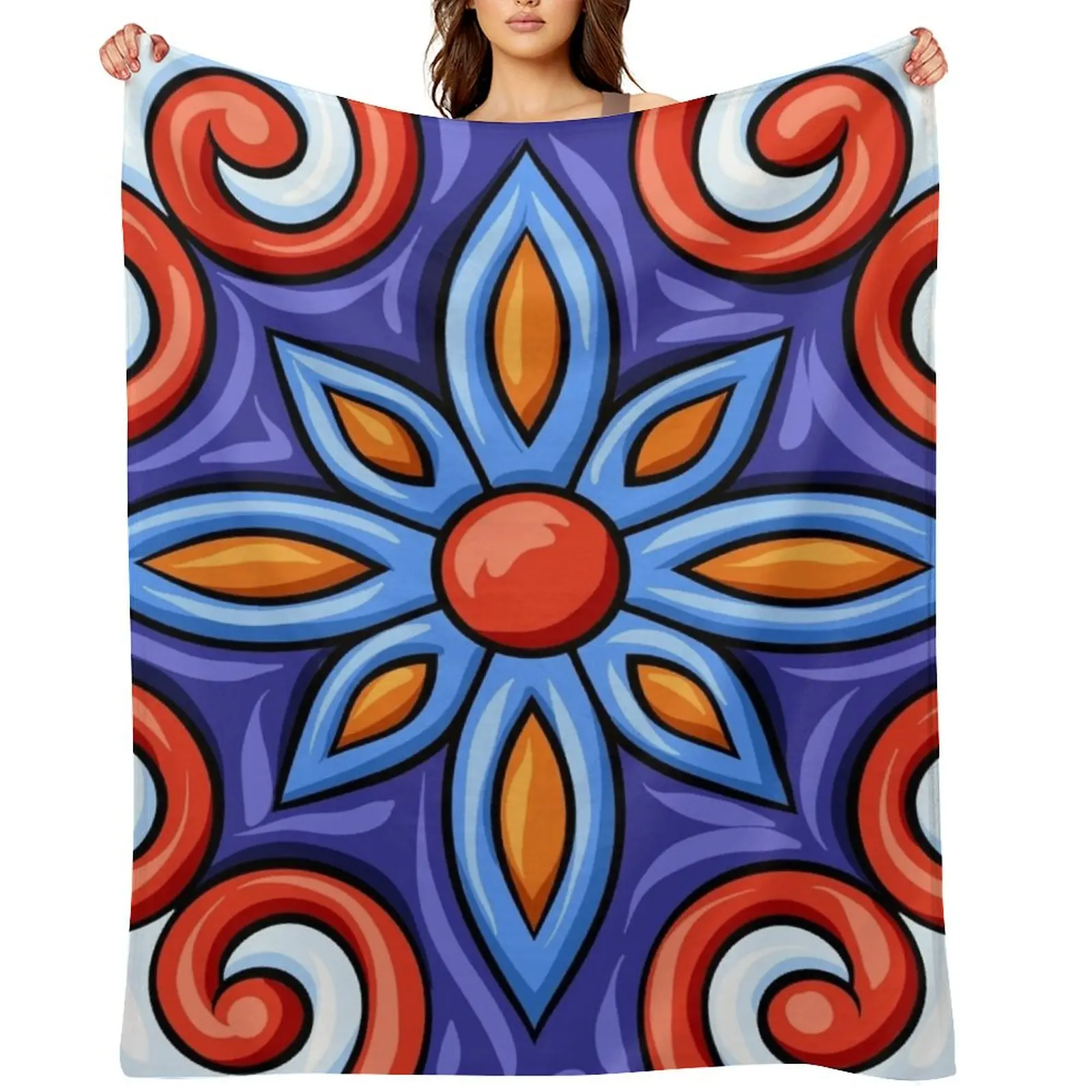 

Latino Talavera Ceramic Tile Pattern Throw Blanket bed plaid heavy to sleep funny gift Luxury Throw Blankets